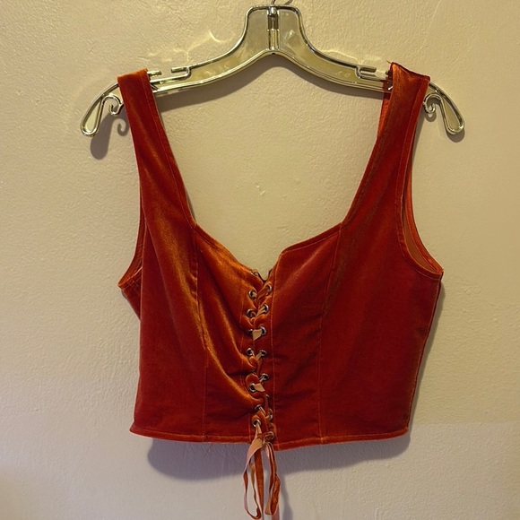 Cider Rust Lace-Up Tank Top - Picture 1 of 4